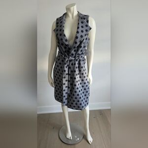 NWT Beni Vie Polka Dot Sleeveless Belted Vest Wool Blend  S Fall